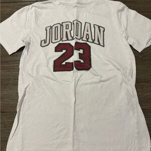 Jordan White Tee with Red and Black Design
